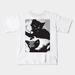 Kittens Shadow Silhouette Anime Style Collection No. 43 Kids T-Shirt